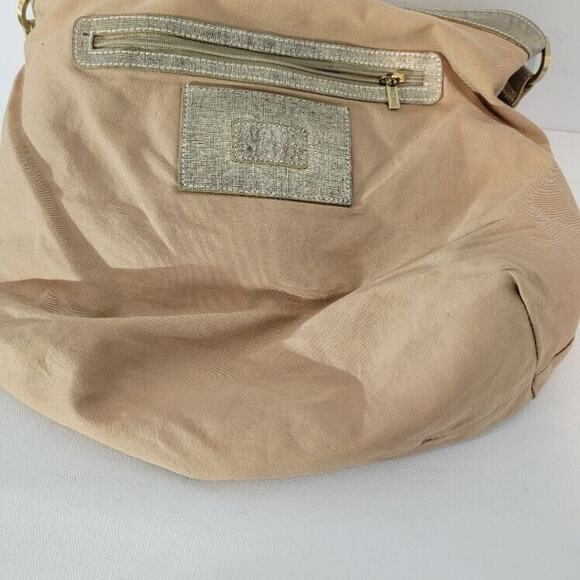 SIGRID OLSEN Leather Hobo Shoulder Bag Distressed Brush Gold Boho Handbag - Picture 7 of 15